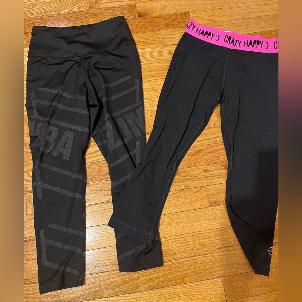 2 pairs cropped Zumba leggings size S